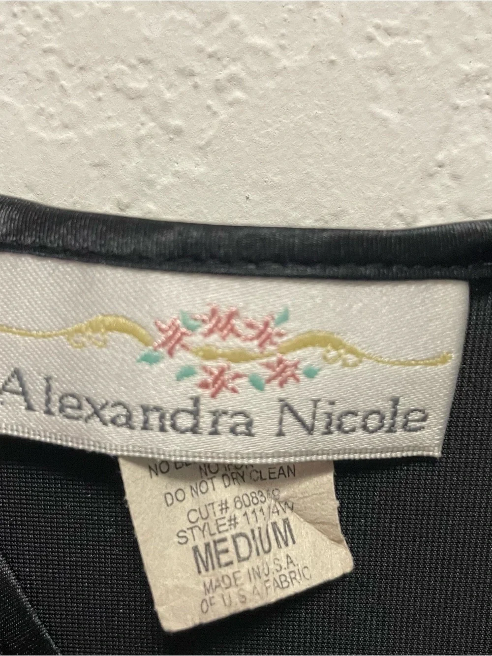 Vintage Alexandra Nicole M Black Stretch Velvet Embroidered Gown Slip Dress - Picture 4 of 5